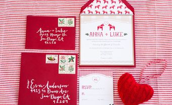Thiệp cưới đẹp màu đỏ và trắng đơn giản - Blog Marry