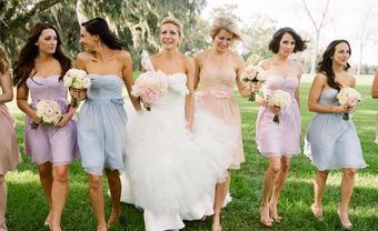 Váy phụ dâu màu pastel dáng chữ A cúp ngực - Blog Marry