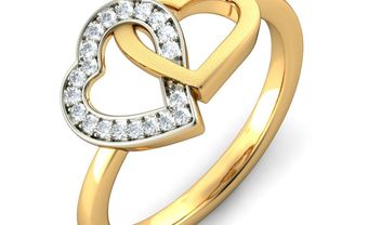 Nhẫn cưới vàng đính kim cương hai trái tim lồng vào nhau - Blog Marry