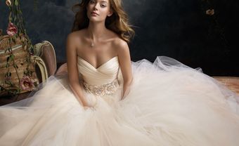 Váy cưới voan cúp ngực màu kem - Blog Marry