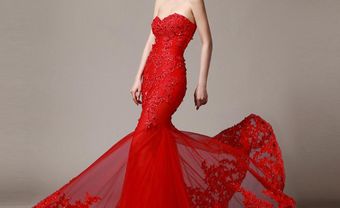 Váy cưới đuôi cá cúp ngực màu đỏ quyến rũ - Blog Marry