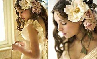 Tóc cô dâu đính hoa hồng bản to nổi bật - Blog Marry