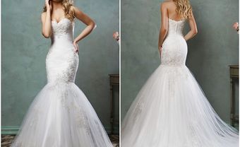 Váy cưới đẹp dáng đuôi cá cúp ngực kết hợp ren voan - Blog Marry