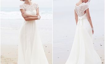 Váy cưới đẹp chất liệu chiffon phối ren hoa dịu dàng - Blog Marry