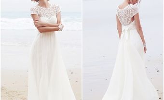 Váy cưới đẹp chất liệu chiffon phối ren hoa dịu dàng - Blog Marry