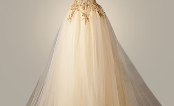 Váy cưới đẹp màu vàng đồng phối ren nổi sang trọng - Blog Marry