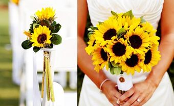 Hoa cầm tay và hoa trang trí tiệc kết từ hoa hướng dương - Blog Marry