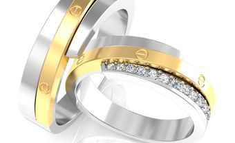 Nhẫn cưới vàng kết hợp vàng trắng đính đá sang trọng - Blog Marry