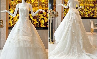 Váy cưới đẹp công chúa phối ren và voan xếp tầng - Blog Marry