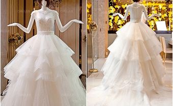 Váy cưới đẹp xếp tầng phối ren và voan tinh tế - Blog Marry