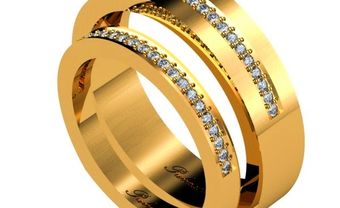 Nhẫn cưới vàng bản vuông đính kim cương hiện đại - Blog Marry