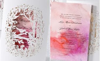 Thiệp cưới đẹp cắt laser in màu loang nghệ thuật - Blog Marry