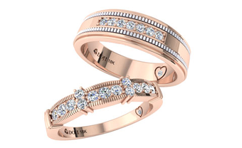 Nhẫn cưới vàng hồng chạm khắc và đính kim cương cầu kỳ - Blog Marry