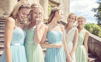 Váy phụ dâu chất liệu chiffon tông xanh tươi trẻ - Blog Marry