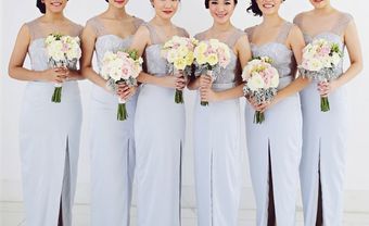Váy phụ dâu màu xanh dương, dáng suôn nhã nhặn - Blog Marry