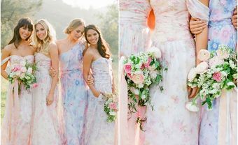 Đầm phụ dâu lãng mạn chất voan in hoa chìm tinh tế - Blog Marry