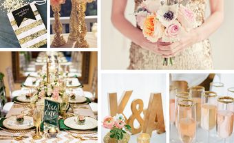 Theme cưới đẹp lấp lánh kim tuyến ánh vàng sang trọng - Blog Marry