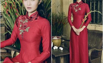 Áo dài cưới đẹp màu đỏ chất liệu lụa thô thêu hoa tinh tế - Blog Marry