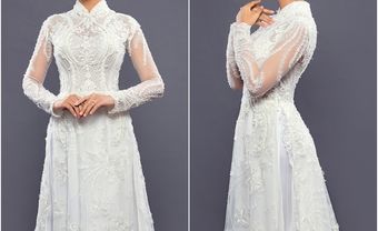 Áo dài cưới đẹp màu trắng thêu ren nổi tỉ mỉ và cầu kỳ - Blog Marry