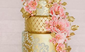 Bánh cưới đẹp màu ánh kim kết hoa đường tinh xảo - Blog Marry