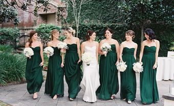 Đầm phụ dâu sang trọng màu xanh ngọc lục bảo quý phái - Blog Marry