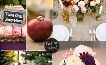 Theme cưới đẹp tông nâu, đỏ thẫm và tím cho tiệc cưới cuối năm - Blog Marry
