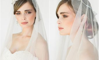 Tóc cưới đẹp búi thấp phối lúp voan và vương miện đính đá - Blog Marry