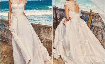 Váy cưới đẹp dáng xòe đơn giản kết hợp crop top ren - Blog Marry