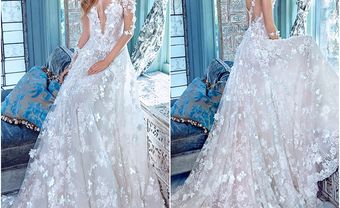 Váy cưới đẹp chất liệu ren đính hoa nổi lãng mạn - Blog Marry