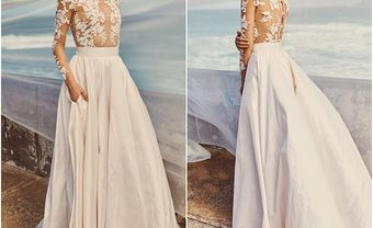 Váy cưới đẹp chất voan xuyên thấu phối ren hoa nổi quyến rũ - Blog Marry