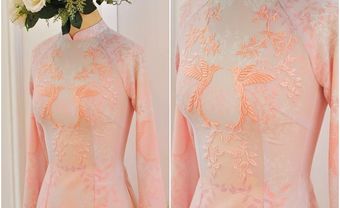 Áo dài cưới đẹp chất lụa in hoa chìm họa tiết thêu tay tinh xảo - Blog Marry