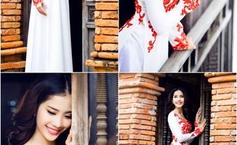 Áo dài cưới đẹp cổ thuyền thêu ren hoa đỏ nổi bật - Blog Marry