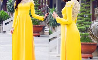 Áo dài cưới đẹp chất lụa màu vàng tươi nổi bật - Blog Marry