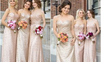 Đầm phụ dâu dáng dài cúp ngực chất liệu sequin lấp lánh - Blog Marry