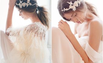 Tóc cô dâu đẹp đánh rối, buộc thấp kết hợp phụ kiện đá - Blog Marry