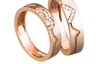 Nhẫn cưới đẹp chất vàng hồng chạm khắc và đính đá tinh xảo - Blog Marry