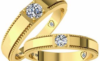 Nhẫn cưới vàng bản vuông đính kim cương tinh tế - Blog Marry