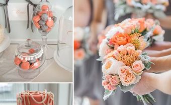 Theme cưới đẹp tông cam đào kết hợp xám tro thanh lịch - Blog Marry