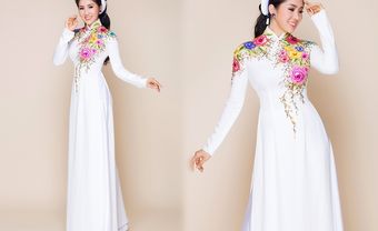 Áo dài cưới - Sắc trắng tinh khôi cùng họa tiết vẽ tay tinh xảo - Blog Marry