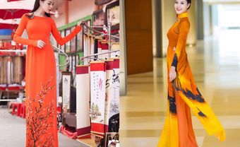 Học mỹ nhân Việt cách mặc áo dài màu cam tôn dáng - Blog Marry