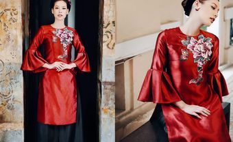 Áo dài cưới đẹp- Mẫu áo dài lụa đỏ vẽ tay tinh xảo - Blog Marry