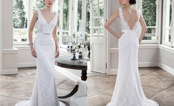 Váy cưới cổ chữ V cho cô dâu yêu phong cách gợi cảm - Blog Marry