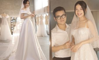 Hé lộ ảnh hậu trường thử váy cưới siêu hoành tráng của Nhã Phương - Blog Marry