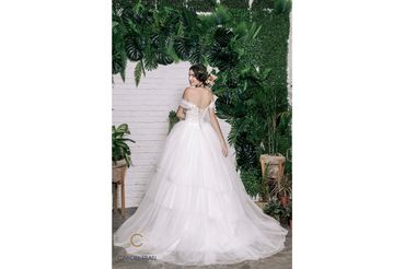 Váy chân bồng phủ lưới 3 tầng tay ngang - Caroll Trần Design - Hình 5