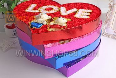 Hộp quà trái tim 2 gấu bông và hoa hồng sáp 99 bông - Win Win Shop88 - Hình 4
