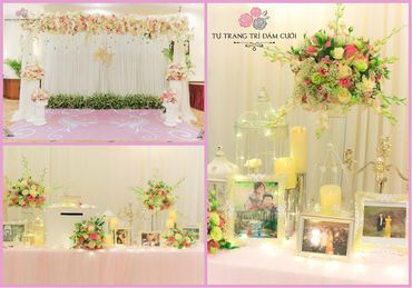 Combo bàn Gallery &amp; Backdrop tông hồng nhạt Pastel - Tự Trang Trí Đám Cưới - Hình 1