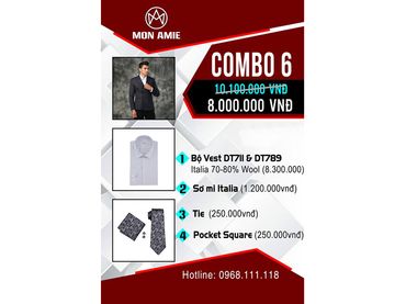 Bộ Vest D&T Italia Cao Cấp 70% Wool - MON AMIE: Veston - Suit - Tuxedo - Hình 1