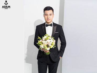 Vest cưới đen kẻ ô chìm cổ phi bóng - Adam Store - Hình 2