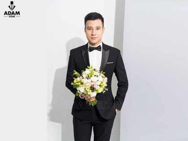 Vest cưới đen kẻ ô chìm cổ phi bóng - Adam Store - Hình 1