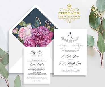 Thiệp in hoa cao cấp - Thiệp cưới Forever - Hình 4